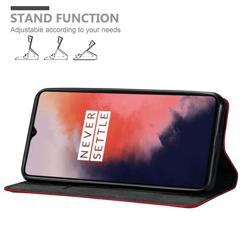 Cadorabo Hülle kompatibel mit OnePlus 7T Schutzhülle mit Magnetverschluss, Standfunktion und Kartenfach