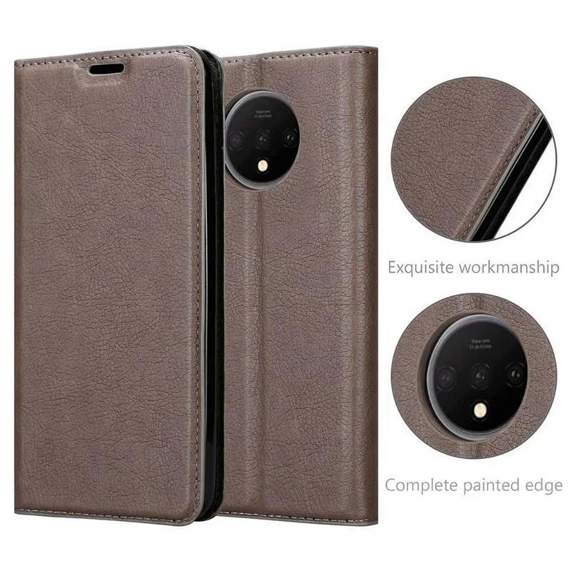 Cadorabo Hülle kompatibel mit OnePlus 7T Schutzhülle mit Magnetverschluss, Standfunktion und Kartenfach