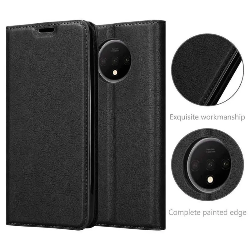 Cadorabo Hülle kompatibel mit OnePlus 7T Schutzhülle mit Magnetverschluss, Standfunktion und Kartenfach