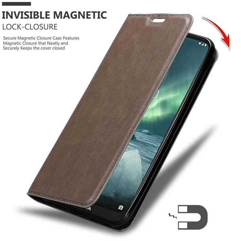 Cadorabo Hülle kompatibel mit Nokia 7,2 Schutzhülle mit Magnetverschluss, Standfunktion und Kartenfach