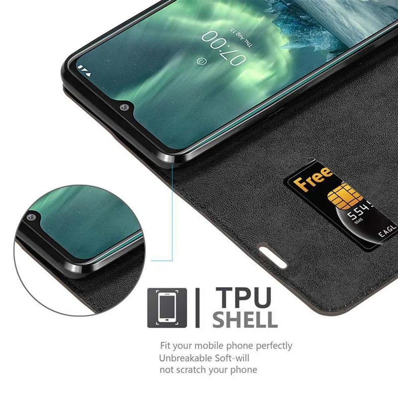 Cadorabo Hülle kompatibel mit Nokia 7,2 Schutzhülle mit Magnetverschluss, Standfunktion und Kartenfach