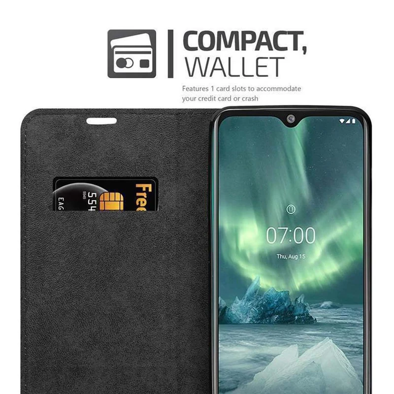 Cadorabo Hülle kompatibel mit Nokia 7,2 Schutzhülle mit Magnetverschluss, Standfunktion und Kartenfach