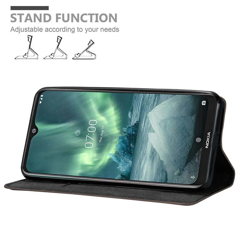 Cadorabo Hülle kompatibel mit Nokia 7,2 Schutzhülle mit Magnetverschluss, Standfunktion und Kartenfach