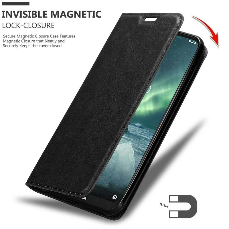 Cadorabo Hülle kompatibel mit Nokia 7,2 Schutzhülle mit Magnetverschluss, Standfunktion und Kartenfach