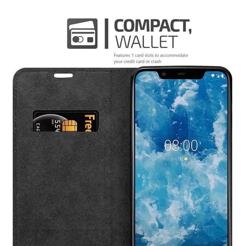Cadorabo Hülle kompatibel mit Nokia 7.1 PLUS / X7 Schutzhülle mit Magnetverschluss, Standfunktion und Kartenfach