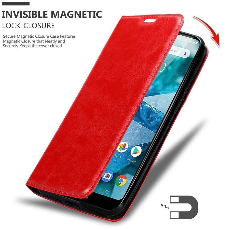 Cadorabo Hülle kompatibel mit Nokia 7,1 Schutzhülle mit Magnetverschluss, Standfunktion und Kartenfach