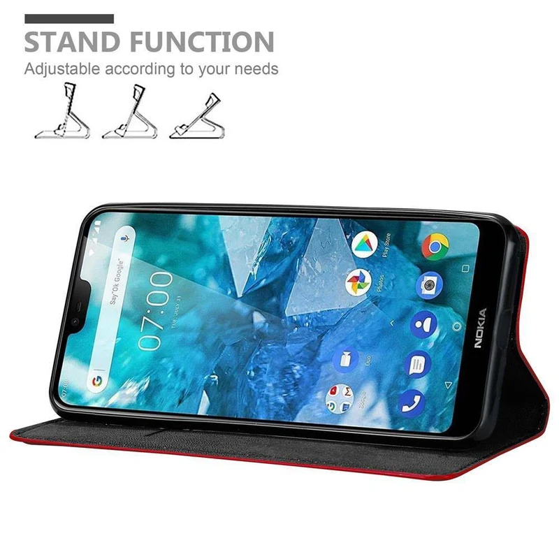Cadorabo Hülle kompatibel mit Nokia 7,1 Schutzhülle mit Magnetverschluss, Standfunktion und Kartenfach
