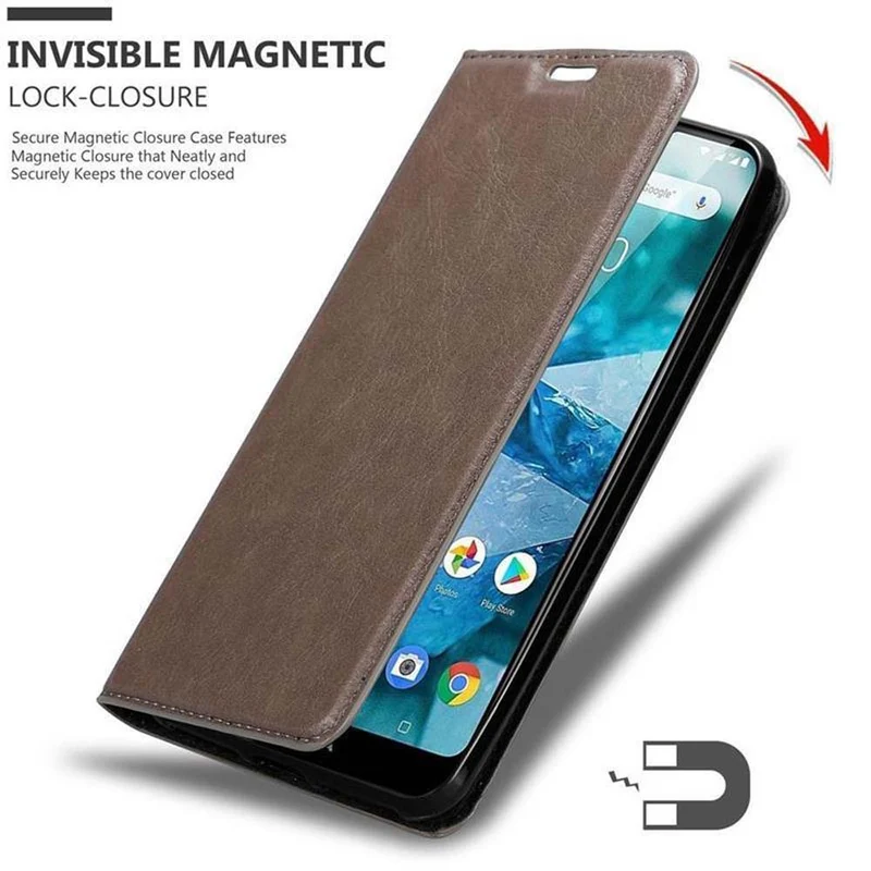Cadorabo Hülle kompatibel mit Nokia 7,1 Schutzhülle mit Magnetverschluss, Standfunktion und Kartenfach