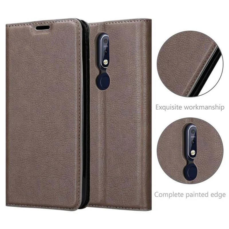 Cadorabo Hülle kompatibel mit Nokia 7,1 Schutzhülle mit Magnetverschluss, Standfunktion und Kartenfach
