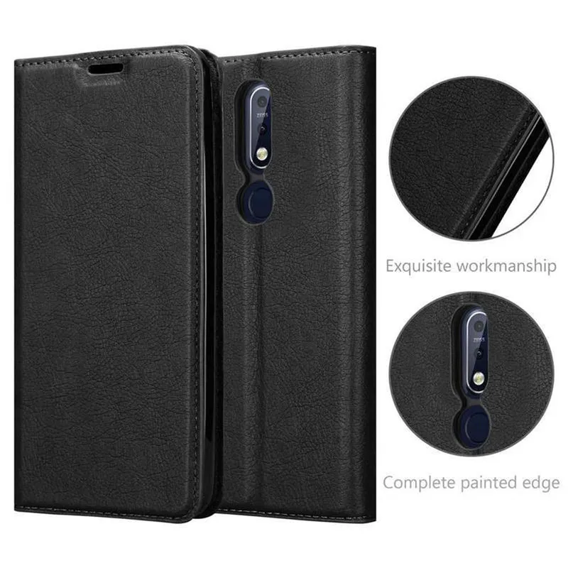 Cadorabo Hülle kompatibel mit Nokia 7,1 Schutzhülle mit Magnetverschluss, Standfunktion und Kartenfach
