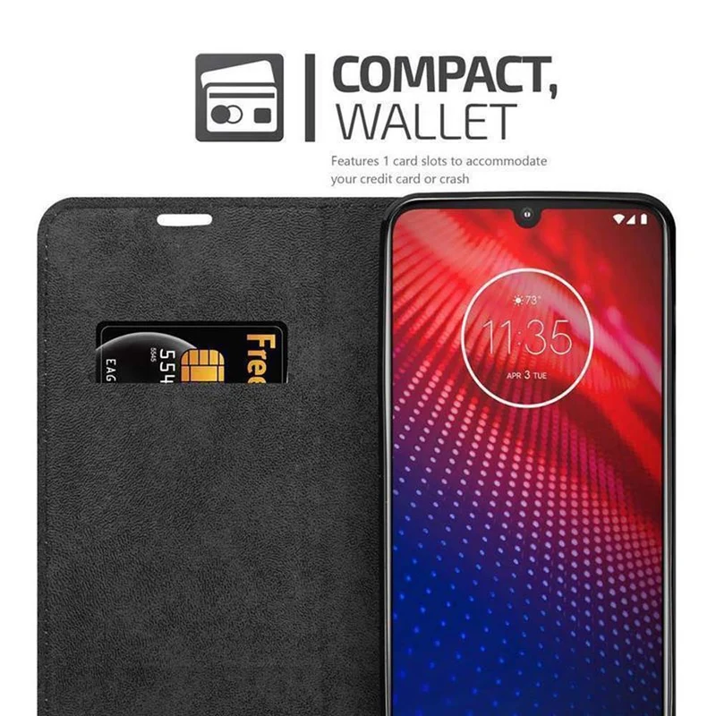 Cadorabo Hülle kompatibel mit Motorola MOTO Z4 Schutzhülle mit Magnetverschluss, Standfunktion und Kartenfach