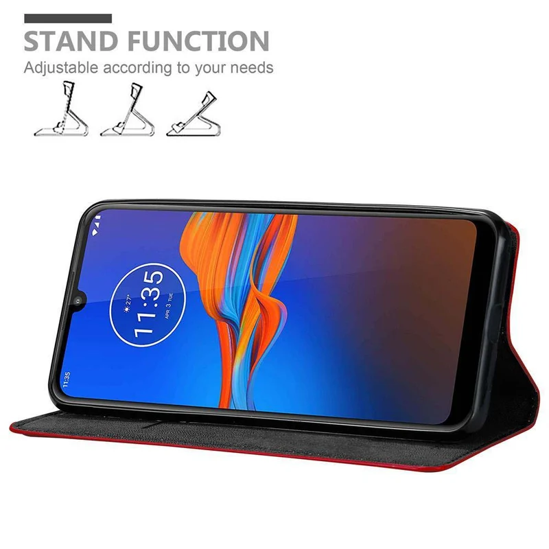 Cadorabo Hülle kompatibel mit Motorola MOTO E6 PLUS Schutzhülle mit Magnetverschluss, Standfunktion und Kartenfach