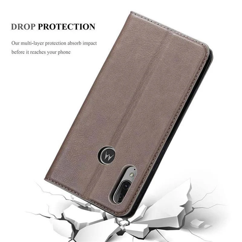 Cadorabo Hülle kompatibel mit Motorola MOTO E6 PLUS Schutzhülle mit Magnetverschluss, Standfunktion und Kartenfach
