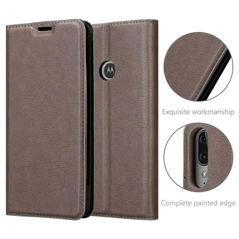 Cadorabo Hülle kompatibel mit Motorola MOTO E6 PLUS Schutzhülle mit Magnetverschluss, Standfunktion und Kartenfach