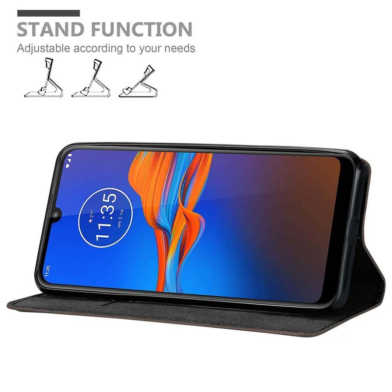 Cadorabo Hülle kompatibel mit Motorola MOTO E6 PLUS Schutzhülle mit Magnetverschluss, Standfunktion und Kartenfach