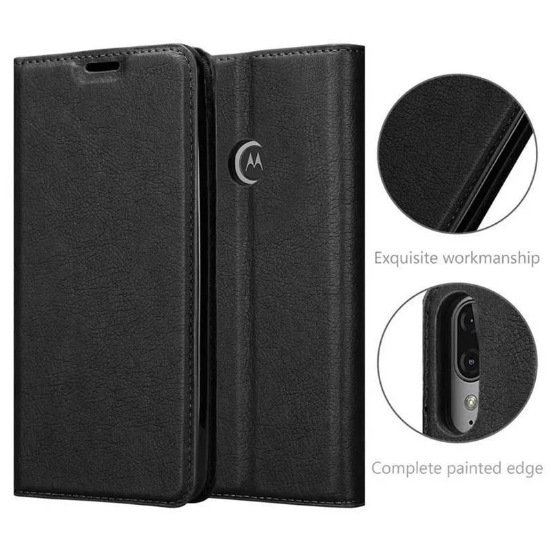Cadorabo Hülle kompatibel mit Motorola MOTO E6 PLUS Schutzhülle mit Magnetverschluss, Standfunktion und Kartenfach
