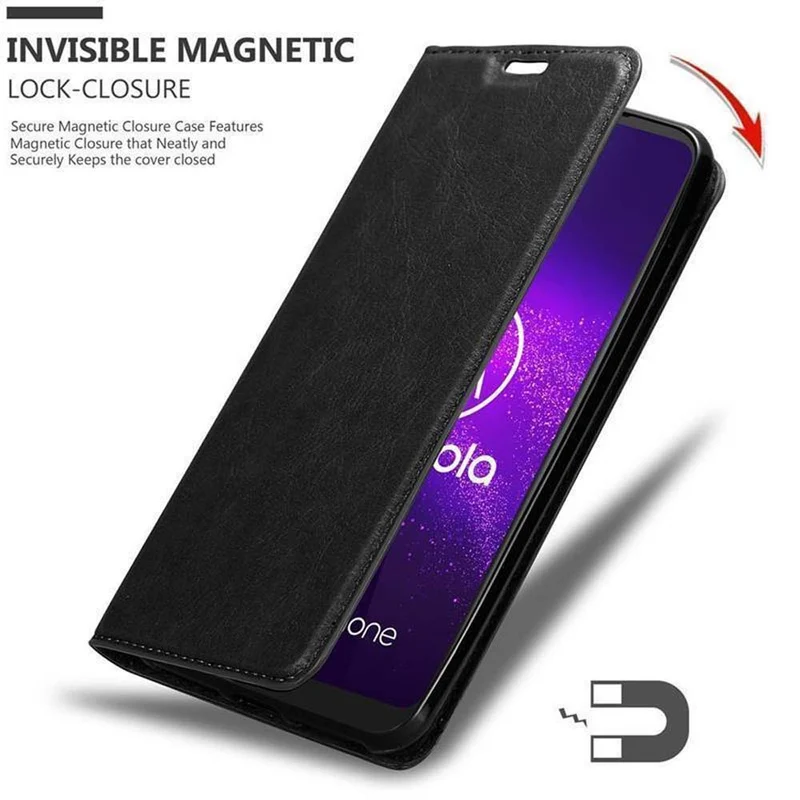 Cadorabo Hülle kompatibel mit Motorola MOTO G8 PLUS Schutzhülle mit Magnetverschluss, Standfunktion und Kartenfach