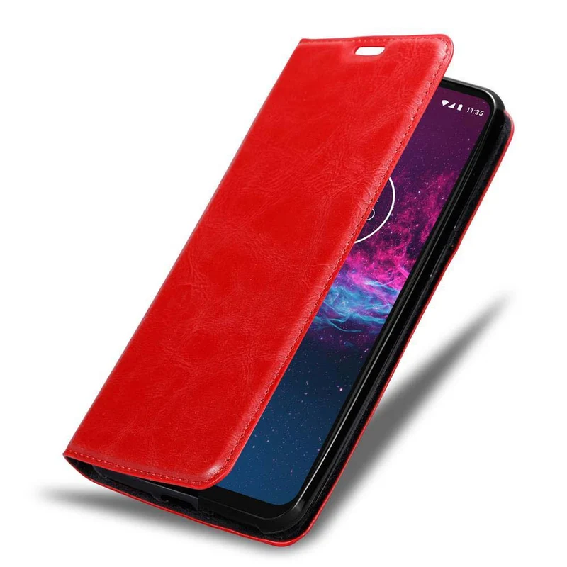 Cadorabo Hülle kompatibel mit Motorola ONE ACTION Schutzhülle mit Magnetverschluss, Standfunktion und Kartenfach