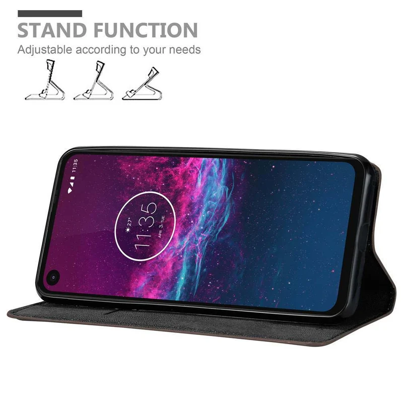 Cadorabo Hülle kompatibel mit Motorola ONE ACTION Schutzhülle mit Magnetverschluss, Standfunktion und Kartenfach