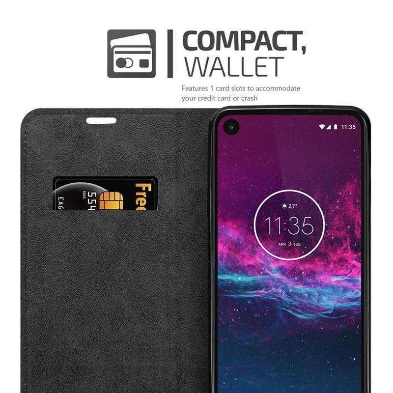 Cadorabo Hülle kompatibel mit Motorola ONE ACTION Schutzhülle mit Magnetverschluss, Standfunktion und Kartenfach