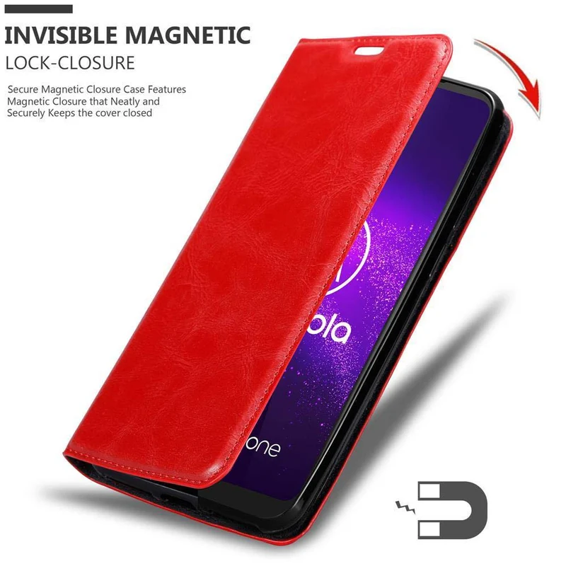 Cadorabo Hülle kompatibel mit Motorola ONE MACRO Schutzhülle mit Magnetverschluss, Standfunktion und Kartenfach