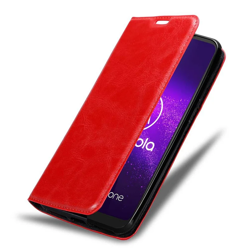 Cadorabo Hülle kompatibel mit Motorola ONE MACRO Schutzhülle mit Magnetverschluss, Standfunktion und Kartenfach