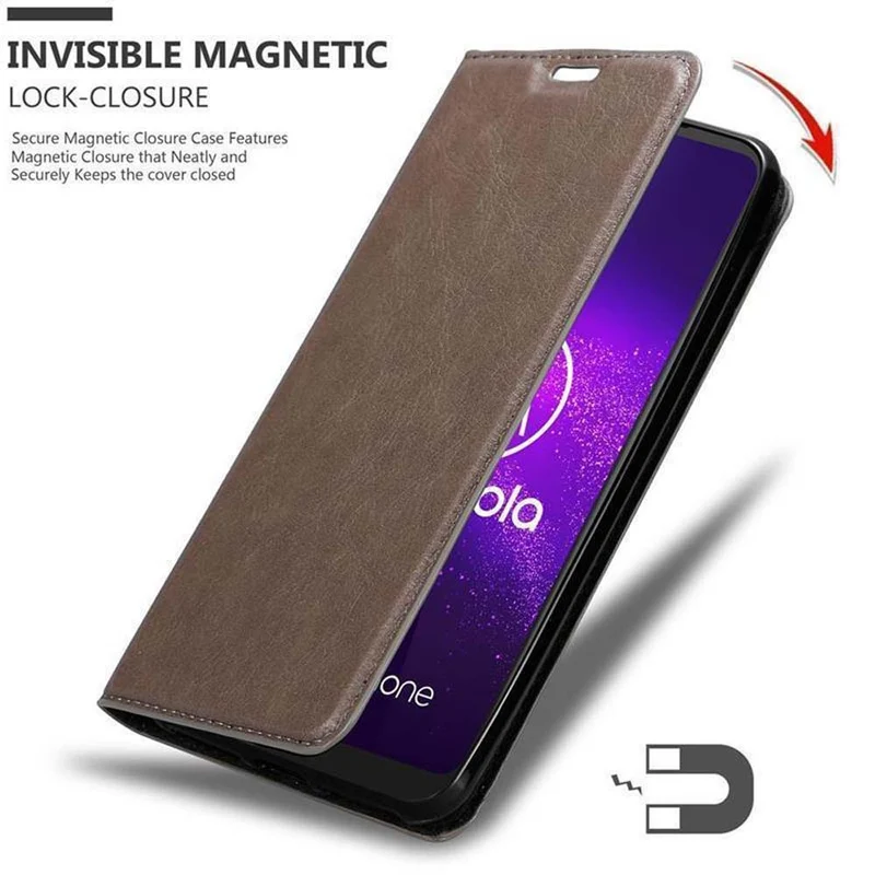 Cadorabo Hülle kompatibel mit Motorola ONE MACRO Schutzhülle mit Magnetverschluss, Standfunktion und Kartenfach