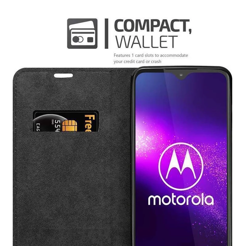 Cadorabo Hülle kompatibel mit Motorola ONE MACRO Schutzhülle mit Magnetverschluss, Standfunktion und Kartenfach