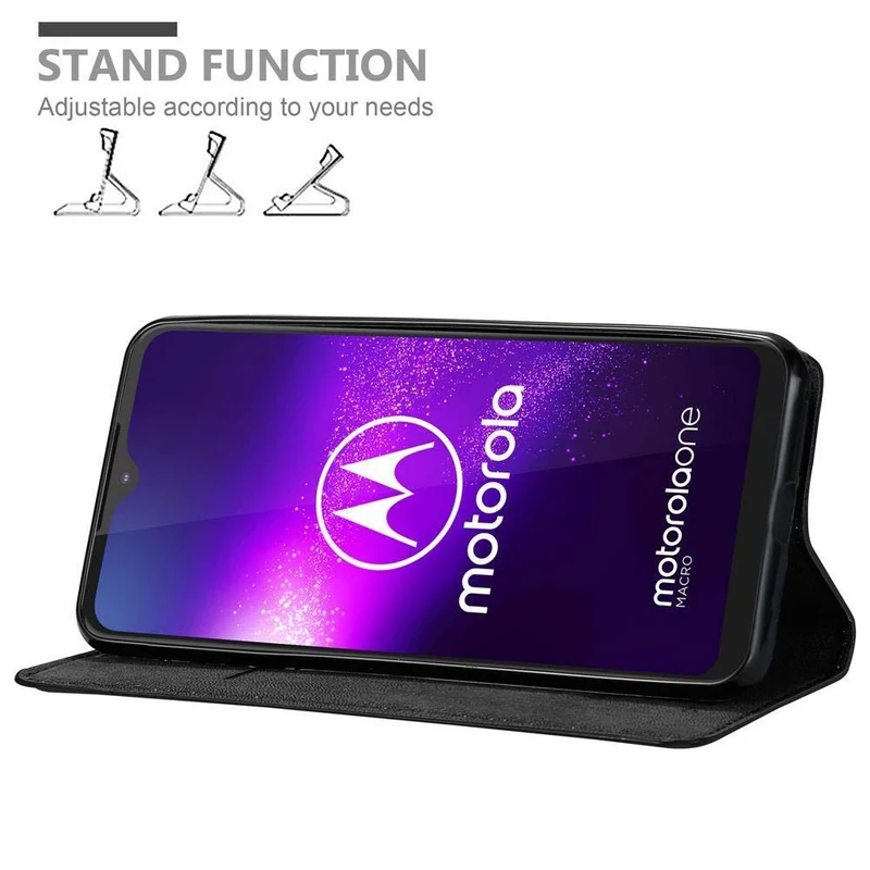 Cadorabo Hülle kompatibel mit Motorola ONE MACRO Schutzhülle mit Magnetverschluss, Standfunktion und Kartenfach