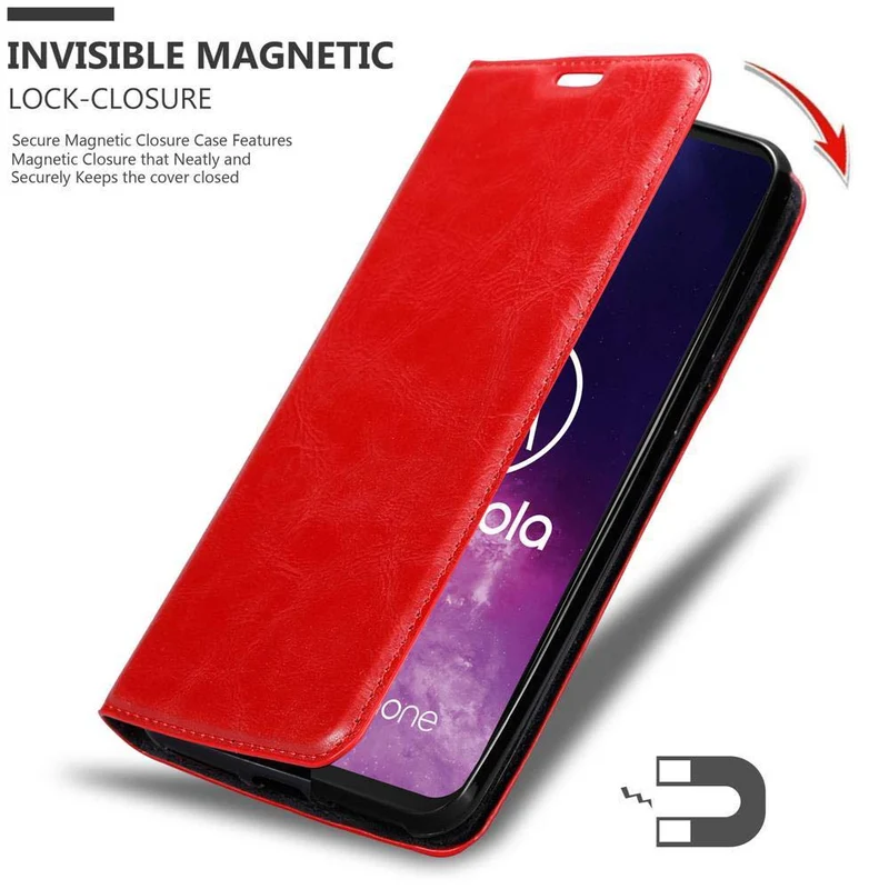 Cadorabo Hülle kompatibel mit Motorola ONE PRO / ONE ZOOM Schutzhülle mit Magnetverschluss, Standfunktion und Kartenfach