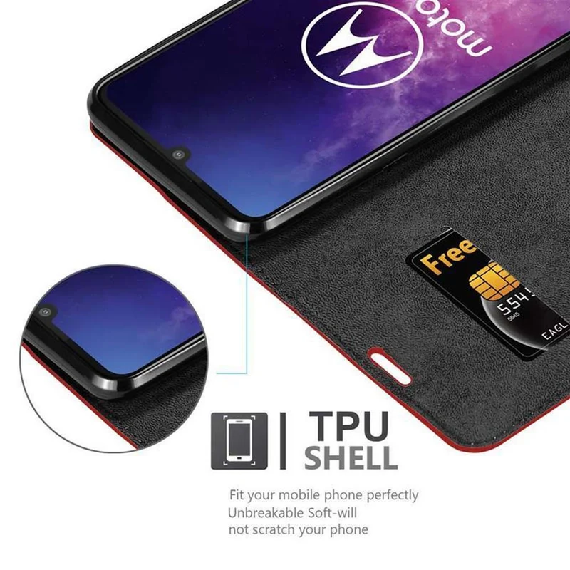 Cadorabo Hülle kompatibel mit Motorola ONE PRO / ONE ZOOM Schutzhülle mit Magnetverschluss, Standfunktion und Kartenfach