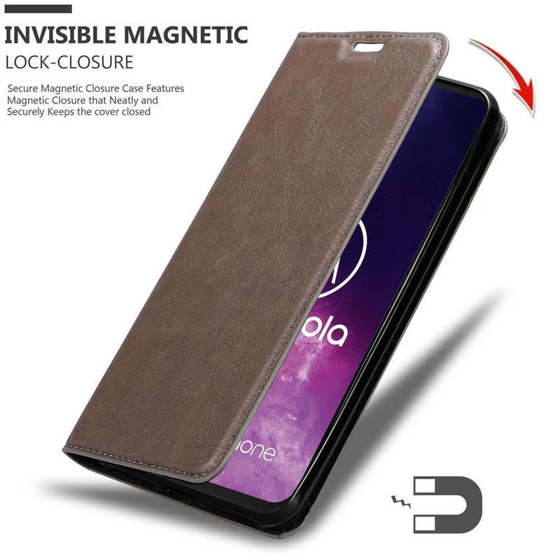 Cadorabo Hülle kompatibel mit Motorola ONE PRO / ONE ZOOM Schutzhülle mit Magnetverschluss, Standfunktion und Kartenfach