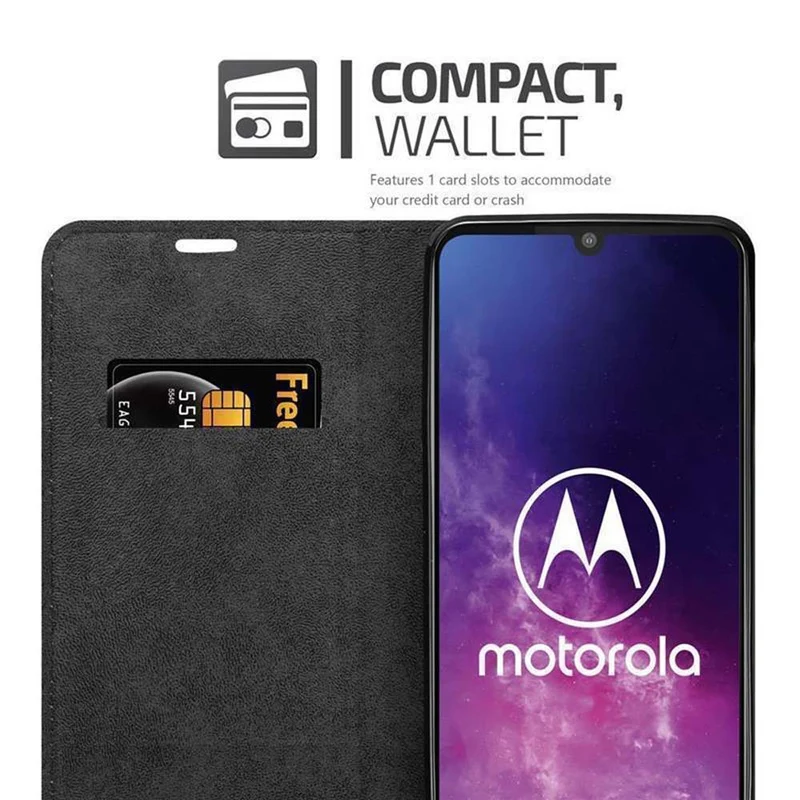 Cadorabo Hülle kompatibel mit Motorola ONE PRO / ONE ZOOM Schutzhülle mit Magnetverschluss, Standfunktion und Kartenfach