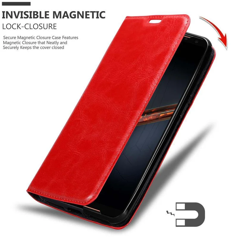 Cadorabo Hülle kompatibel mit Asus ROG Phone 2 Schutzhülle mit Magnetverschluss, Standfunktion und Kartenfach