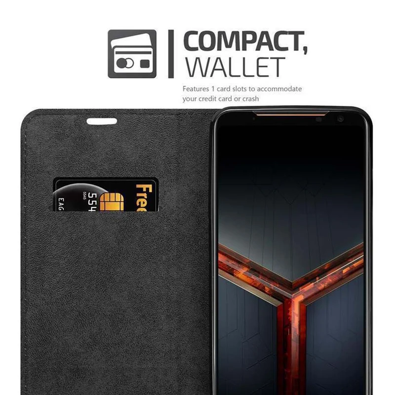 Cadorabo Hülle kompatibel mit Asus ROG Phone 2 Schutzhülle mit Magnetverschluss, Standfunktion und Kartenfach
