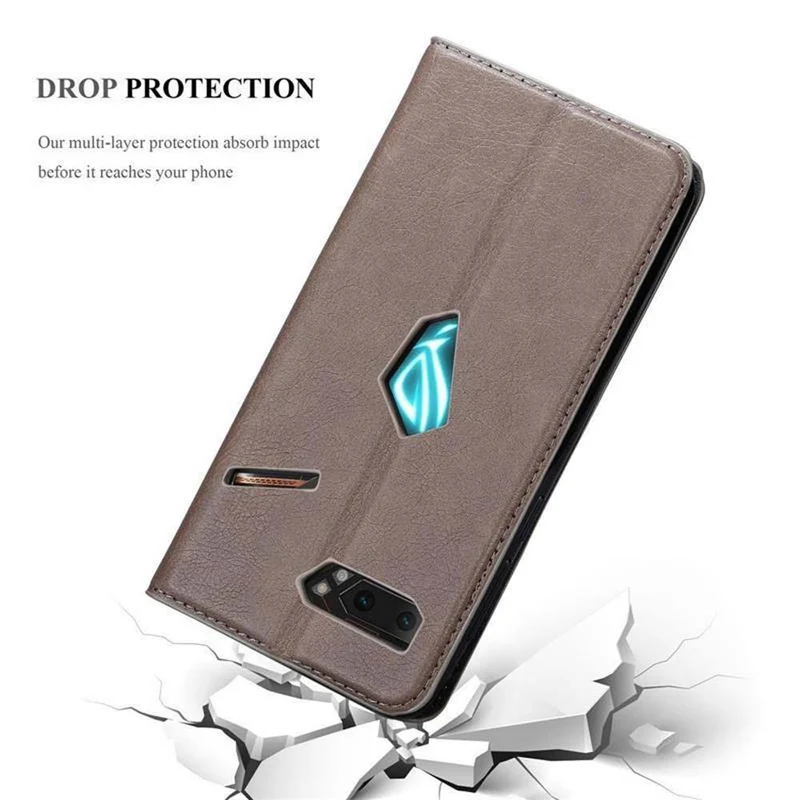 Cadorabo Hülle kompatibel mit Asus ROG Phone 2 Schutzhülle mit Magnetverschluss, Standfunktion und Kartenfach