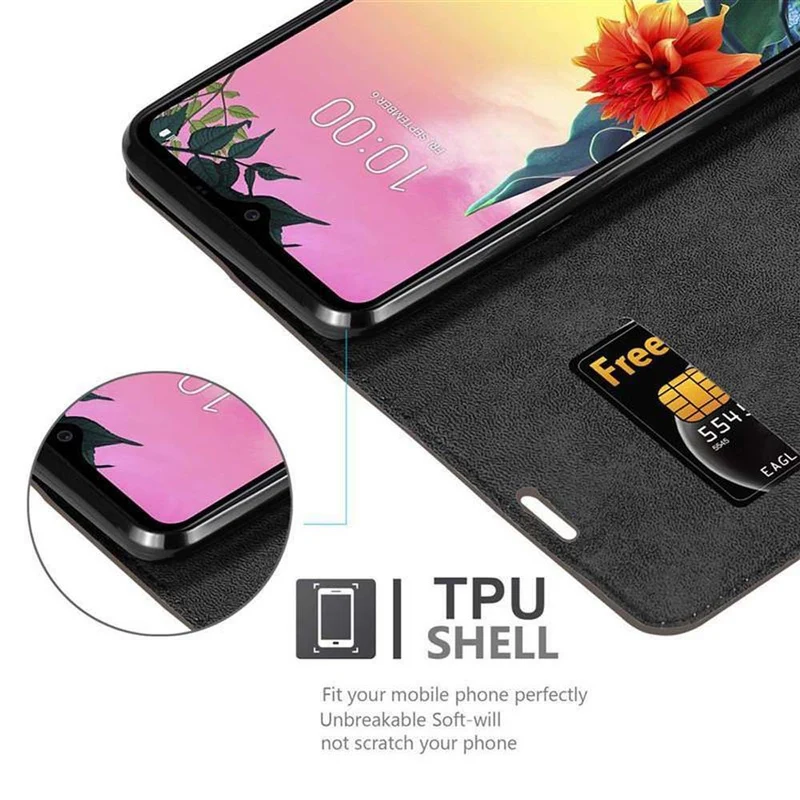 Cadorabo Hülle kompatibel mit LG K50S Schutzhülle mit Magnetverschluss, Standfunktion und Kartenfach