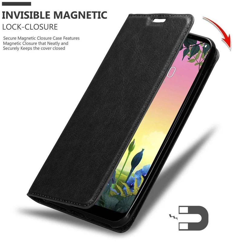 Cadorabo Hülle kompatibel mit LG K50S Schutzhülle mit Magnetverschluss, Standfunktion und Kartenfach