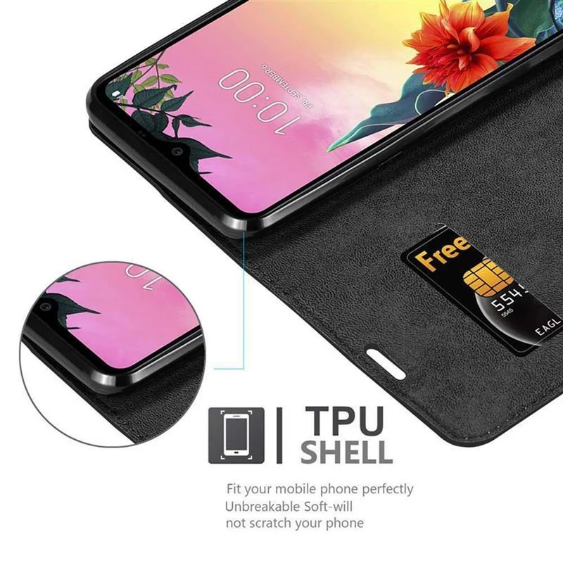 Cadorabo Hülle kompatibel mit LG K50S Schutzhülle mit Magnetverschluss, Standfunktion und Kartenfach