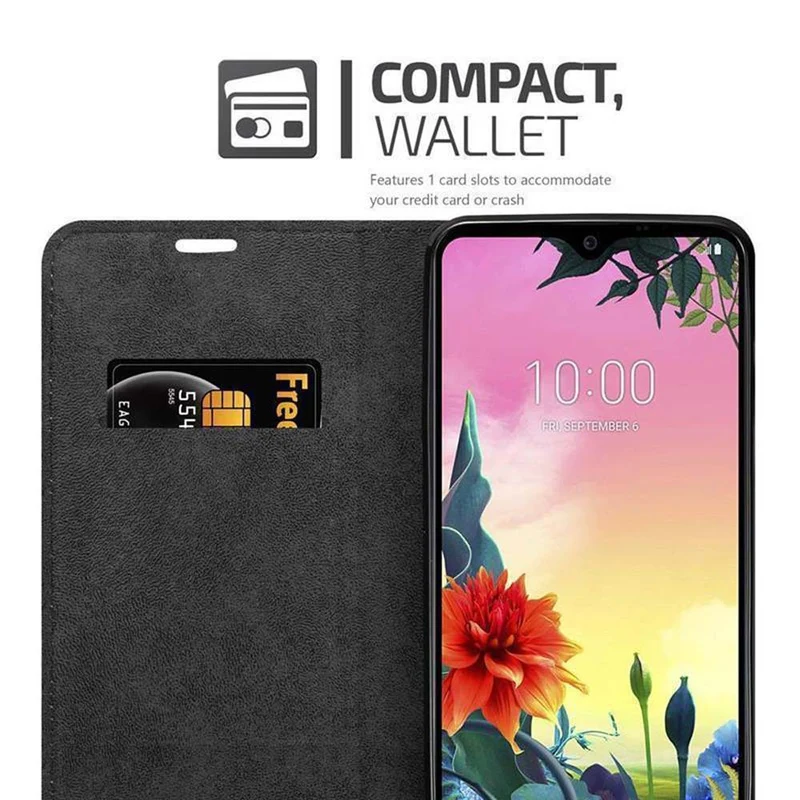 Cadorabo Hülle kompatibel mit LG K50S Schutzhülle mit Magnetverschluss, Standfunktion und Kartenfach
