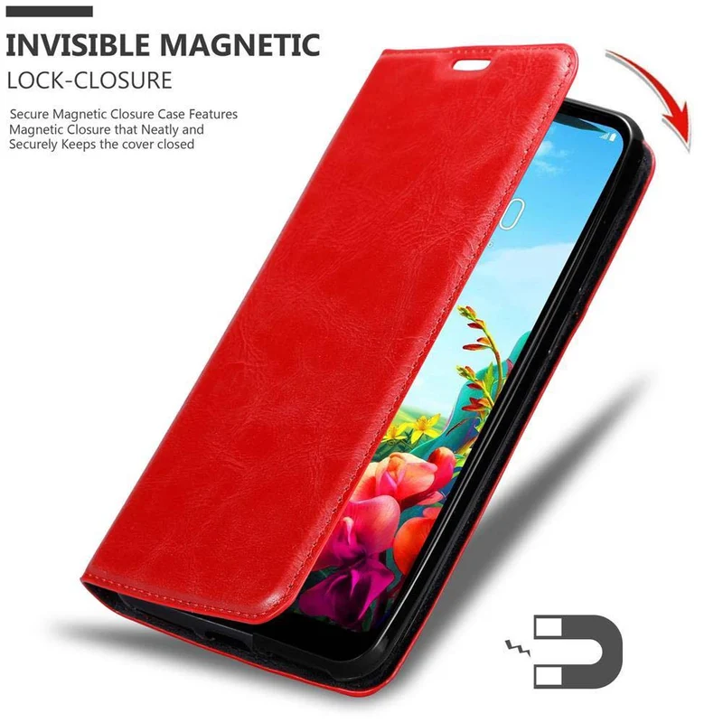 Cadorabo Hülle kompatibel mit LG K40S Schutzhülle mit Magnetverschluss, Standfunktion und Kartenfach