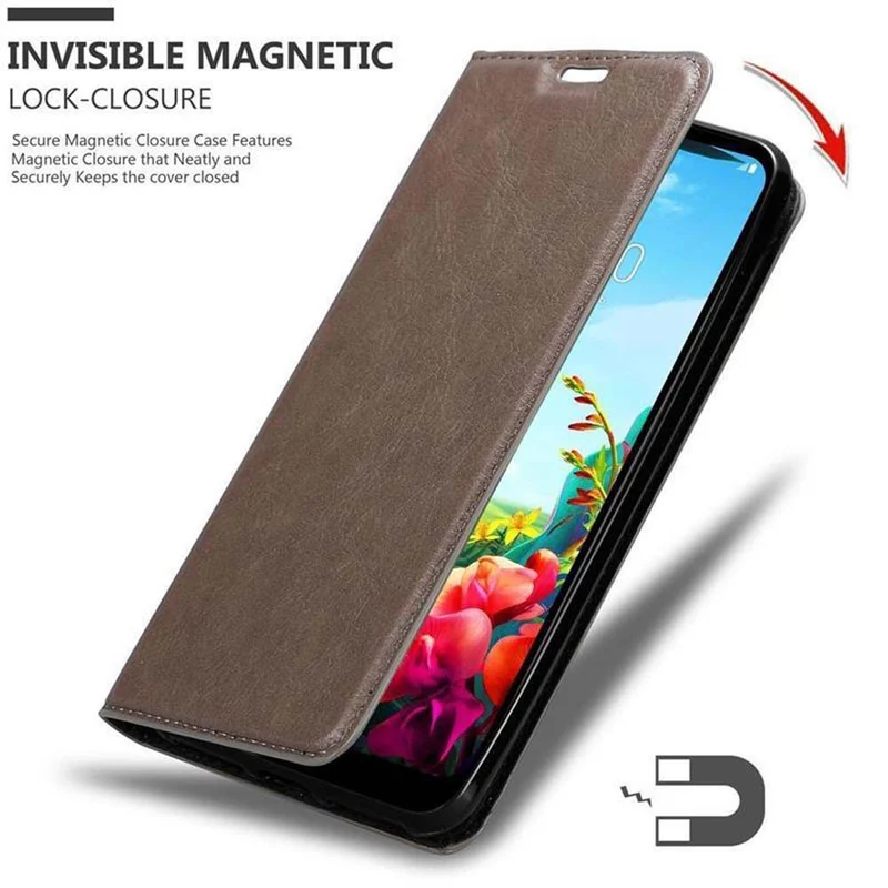 Cadorabo Hülle kompatibel mit LG K40S Schutzhülle mit Magnetverschluss, Standfunktion und Kartenfach