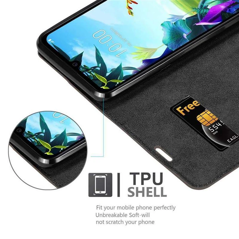 Cadorabo Hülle kompatibel mit LG K40S Schutzhülle mit Magnetverschluss, Standfunktion und Kartenfach