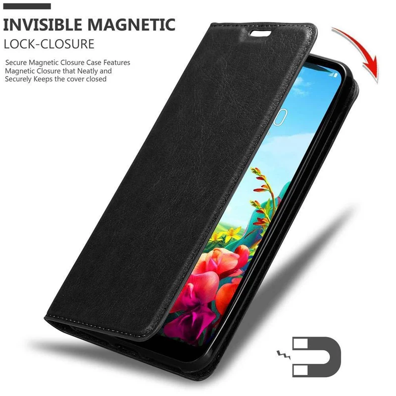 Cadorabo Hülle kompatibel mit LG K40S Schutzhülle mit Magnetverschluss, Standfunktion und Kartenfach