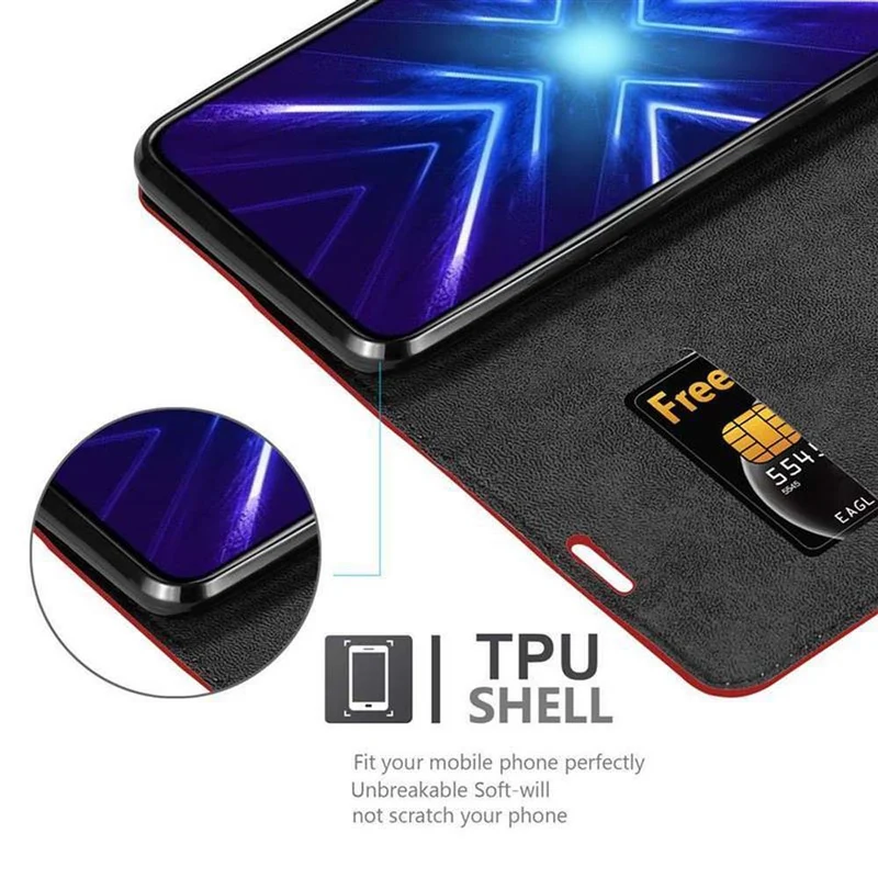 Cadorabo Hülle kompatibel mit Honor 9X PRO Schutzhülle mit Magnetverschluss, Standfunktion und Kartenfach