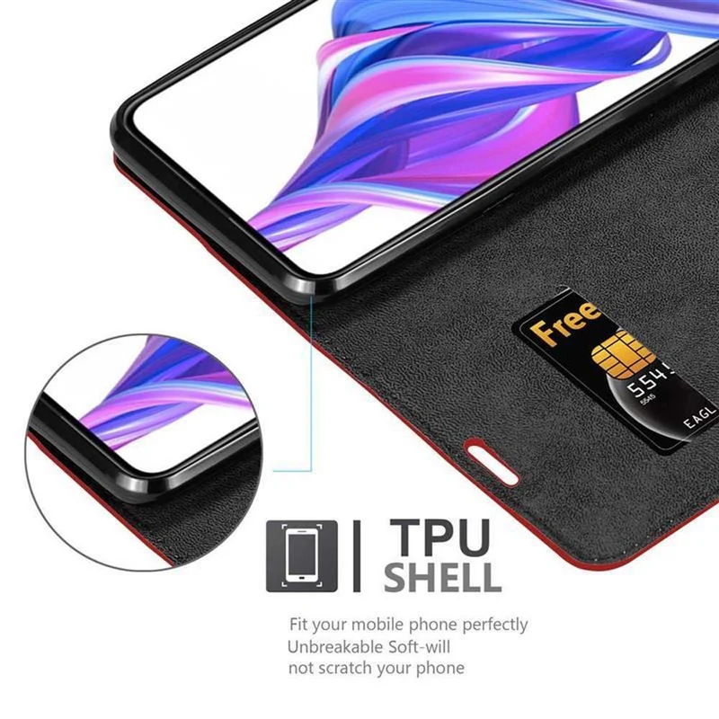 Cadorabo Hülle kompatibel mit Honor 9X Schutzhülle mit Magnetverschluss, Standfunktion und Kartenfach