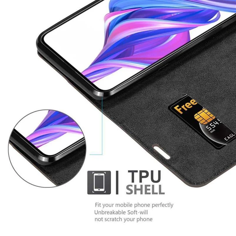 Cadorabo Hülle kompatibel mit Honor 9X Schutzhülle mit Magnetverschluss, Standfunktion und Kartenfach