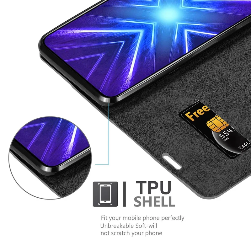 Cadorabo Hülle kompatibel mit Honor 9X Schutzhülle mit Magnetverschluss, Standfunktion und Kartenfach