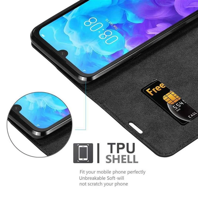 Cadorabo Hülle kompatibel mit Huawei Y5 2019 / Enjoy Play 8 / Honor 8S Schutzhülle mit Magnetverschluss, Standfunktion und Kartenfach