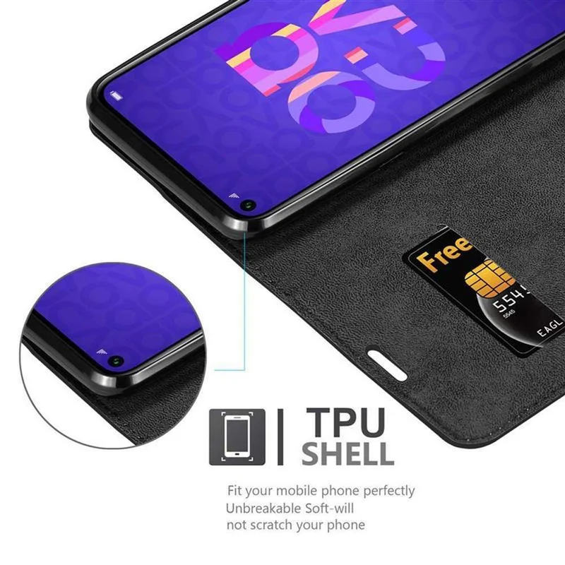Cadorabo Hülle kompatibel mit Honor 20 / 20S / Huawei NOVA 5T Schutzhülle mit Magnetverschluss, Standfunktion und Kartenfach